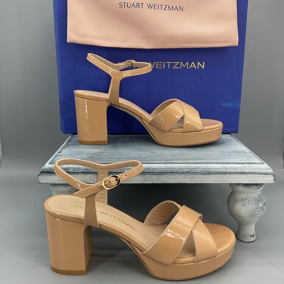 NEW Stuart Weitzman Women’s Dayna 80 Platform Sandals Beige Size 7B - Picture 1 of 10